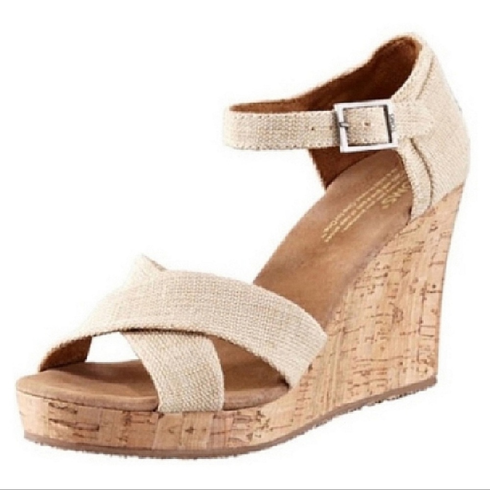 Toms Sienna Wedges - Tan - 8.5
